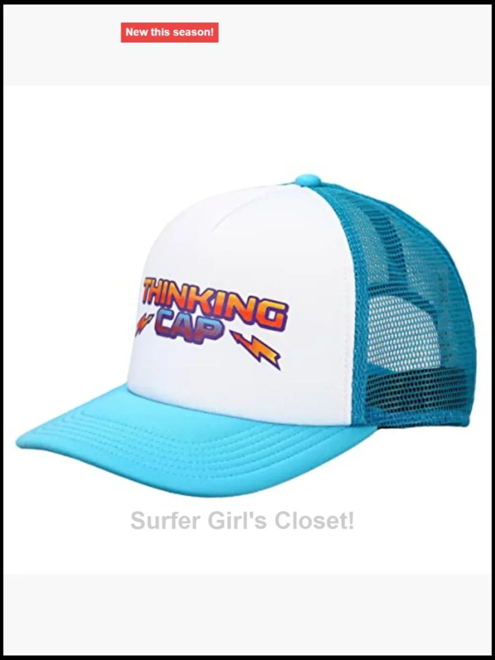 Stranger Things Thinking Cap Blue White Adjustable Trucker Hat